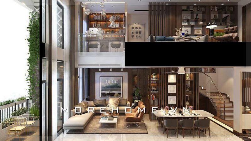 Hình ảnh thiết kế nội thất căn hộ duplex, penthouse thông tầng đẹp từ phong cách hiện đại sang trọng.
